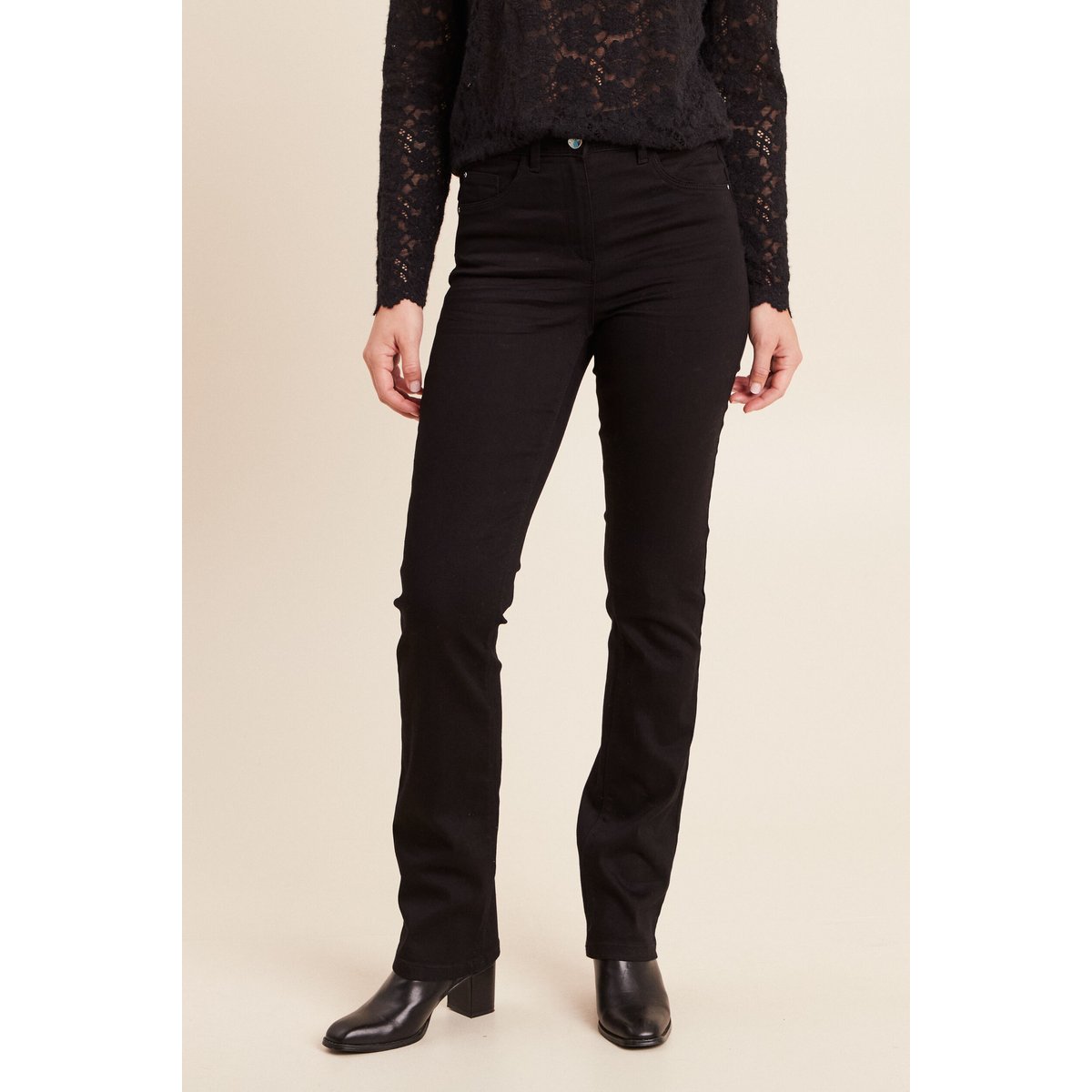 Jean coupe droite taille haute noir, BREAL