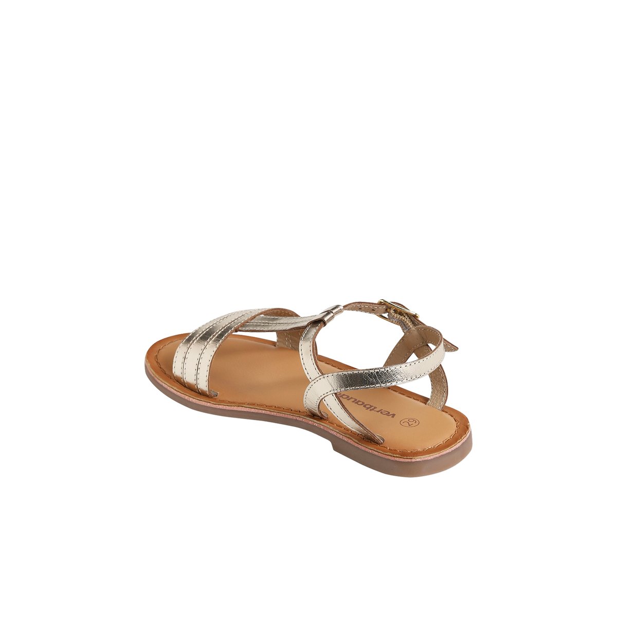Sandales cuir collection maternelle jaune clair metallise, VERTBAUDET