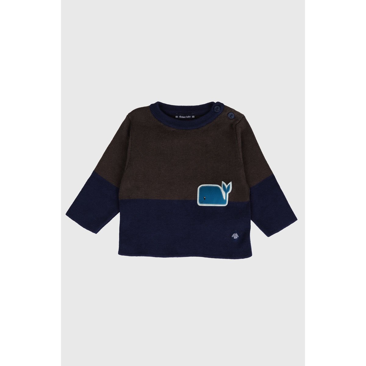 Pull marin en coton et laine BABY nine iron / marine deep, ARMOR-LUX