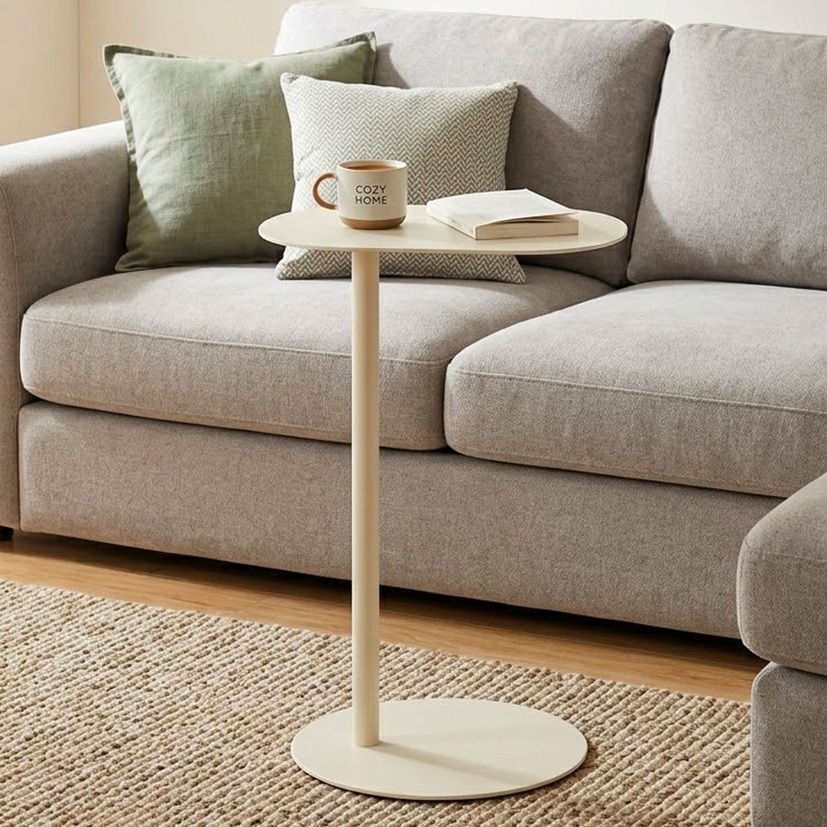 Table d'appoint bout de canapé en métal blanc 25x25x53cm blanc, WADIGA