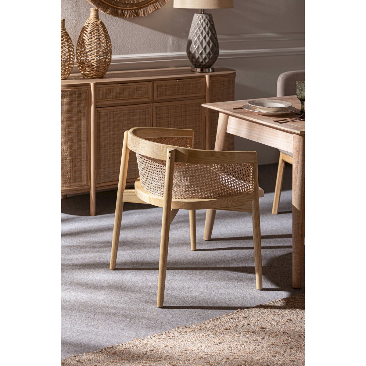 Lot de 2 fauteuils en bois et rotin, Vikan teinte naturelle bois clair et beige, RECOLLECTION