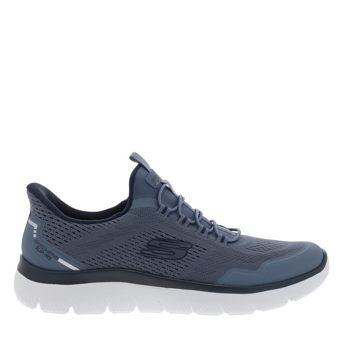 Baskets running bleu marine à semelle plate avec une fermeture slip-on bleu foncé, SKECHERS