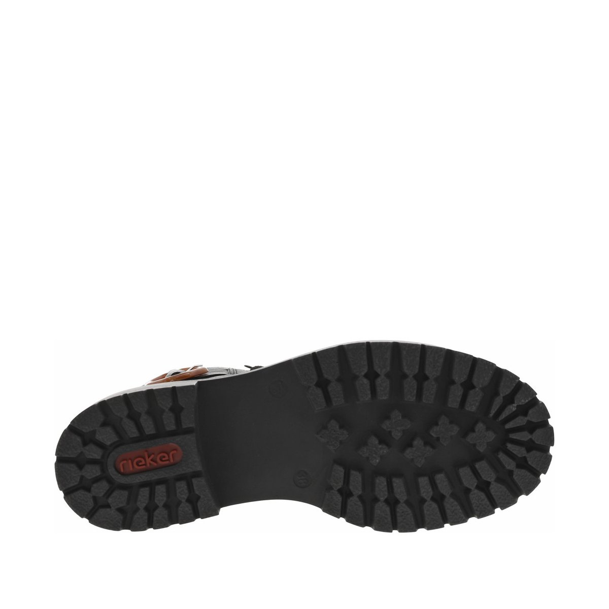 Bottines noires à talon décroché bas avec des lacets plats et un zip noires, RIEKER