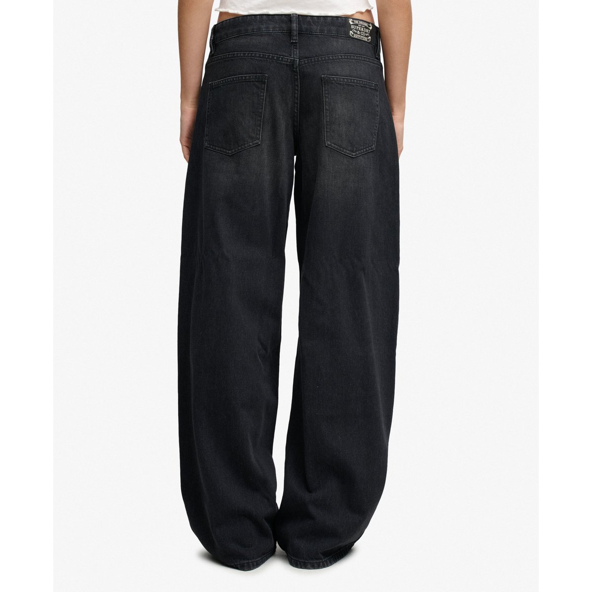 Jean Baggy Taille Moyenne noir délavé vintage, SUPERDRY