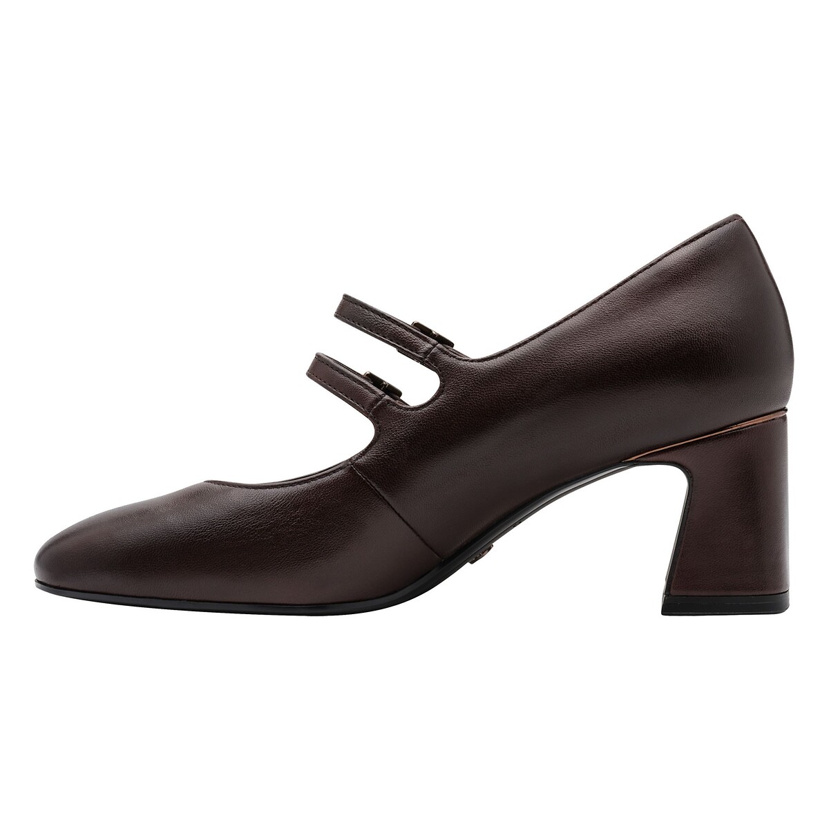 Riemchenpumps aus Leder, Absatz braun, TAMARIS