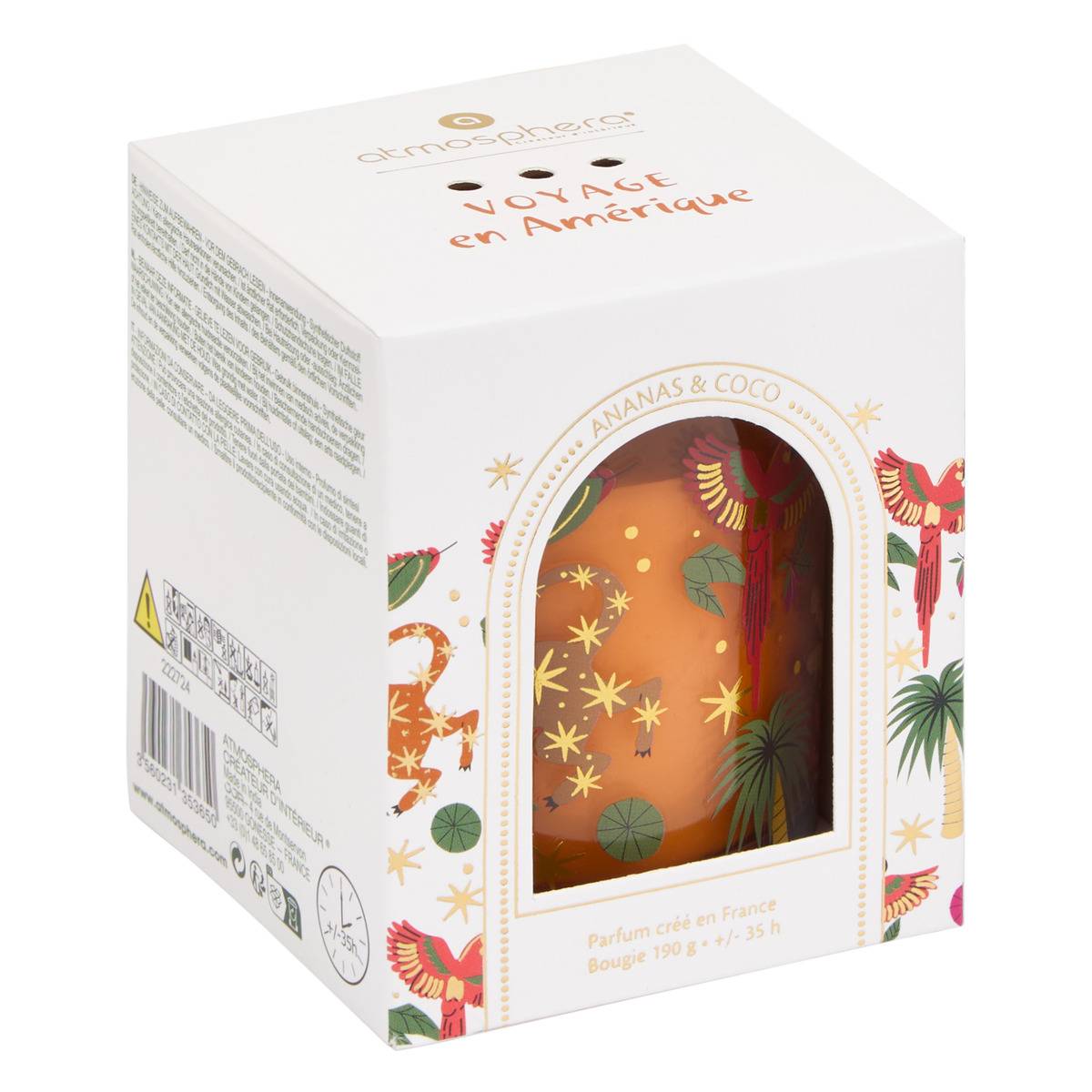 Bougie parfumée Odyssea ronde 190 g amérique, ATMOSPHERA