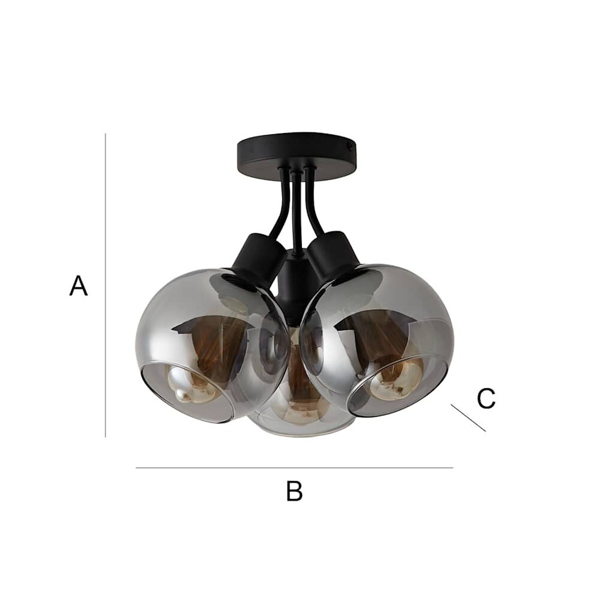 Brady 3-Light Glass Globe Cluster Ceiling Light black, SO'HOME