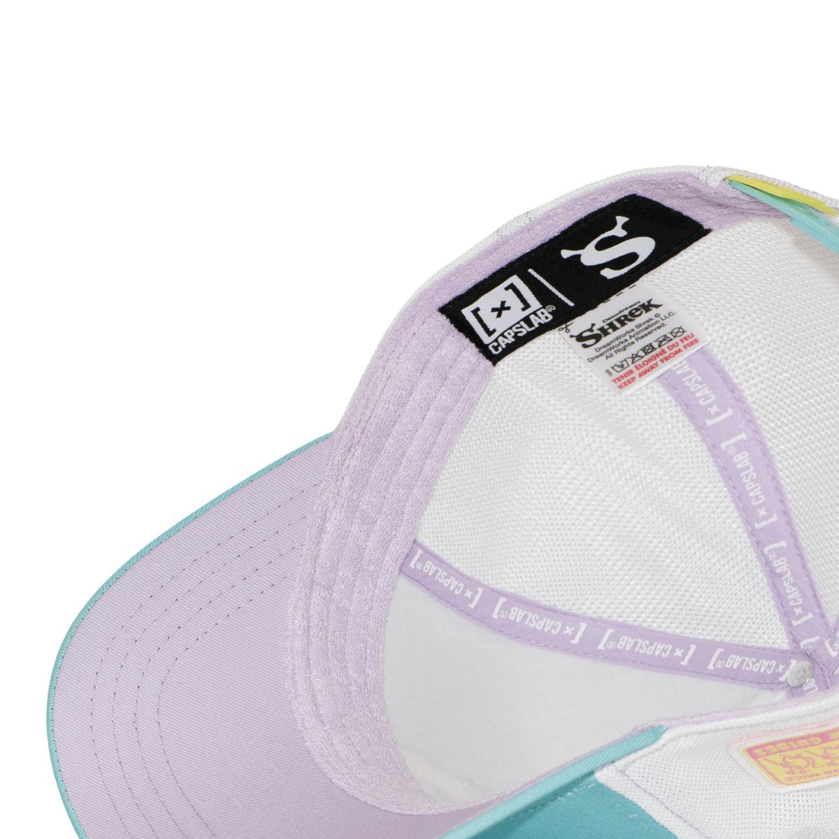 Casquette trucker SHREK turquoise/blanc/violet/jaune/gris, CAPSLAB