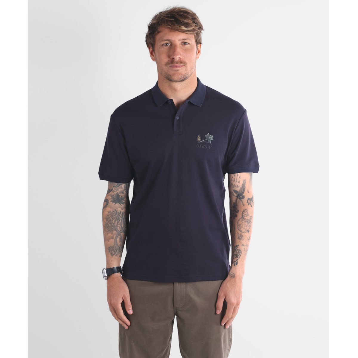 Polo graphique manches courtes BLOOM deep marine, OXBOW