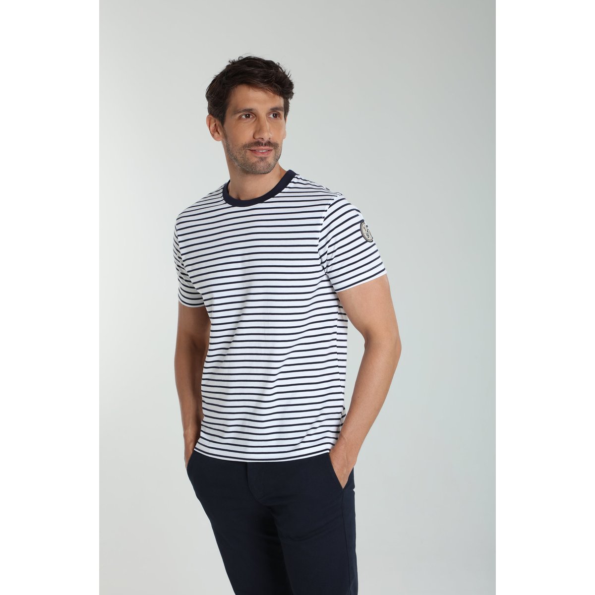 T-shirt manches courtes coton STRIPES blanc, GENTLEMAN FARMER