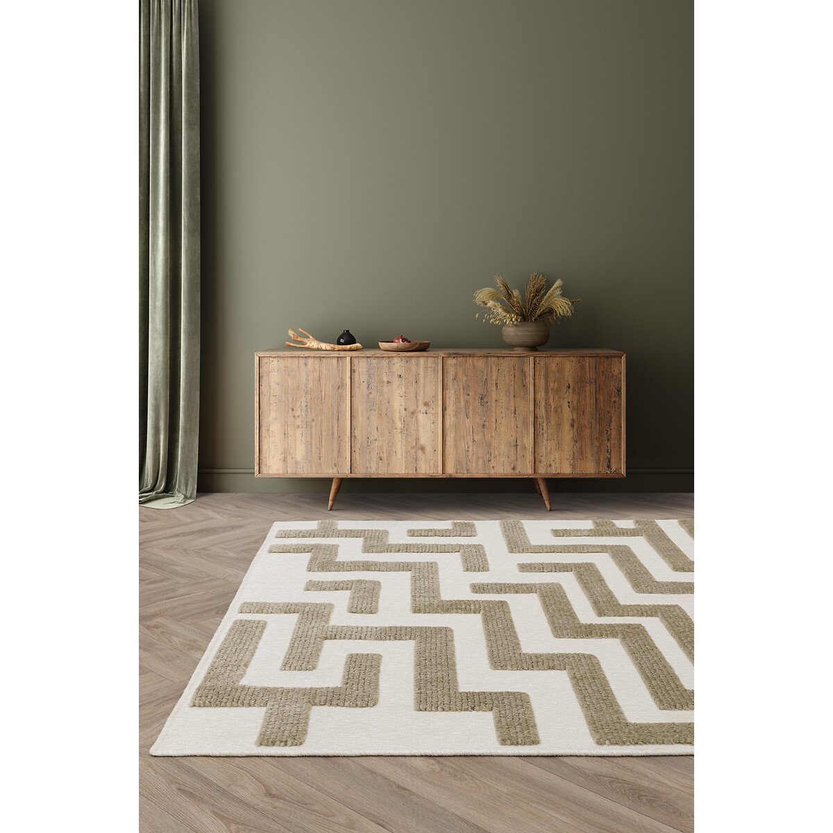Plush Abstract Lines Rug natural, ÉDITÉ