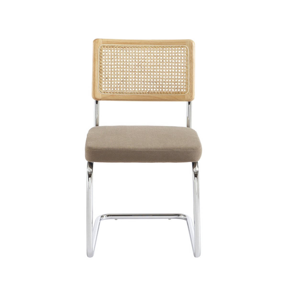 Lot de 2 chaises en velours côtelé pieds chrome- SKANA beige, DRAWER