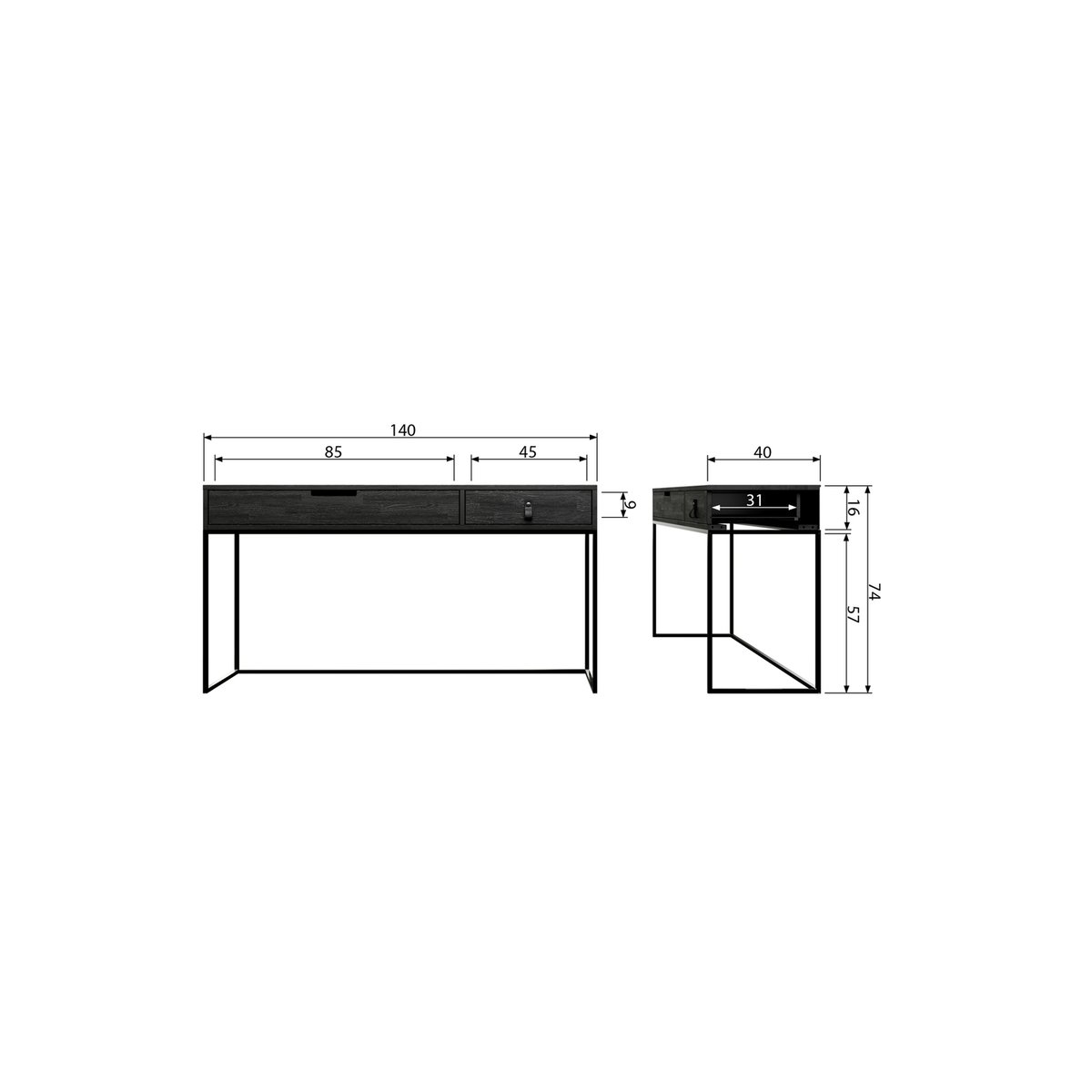 Commode en frêne SILAS noir, WOOOD