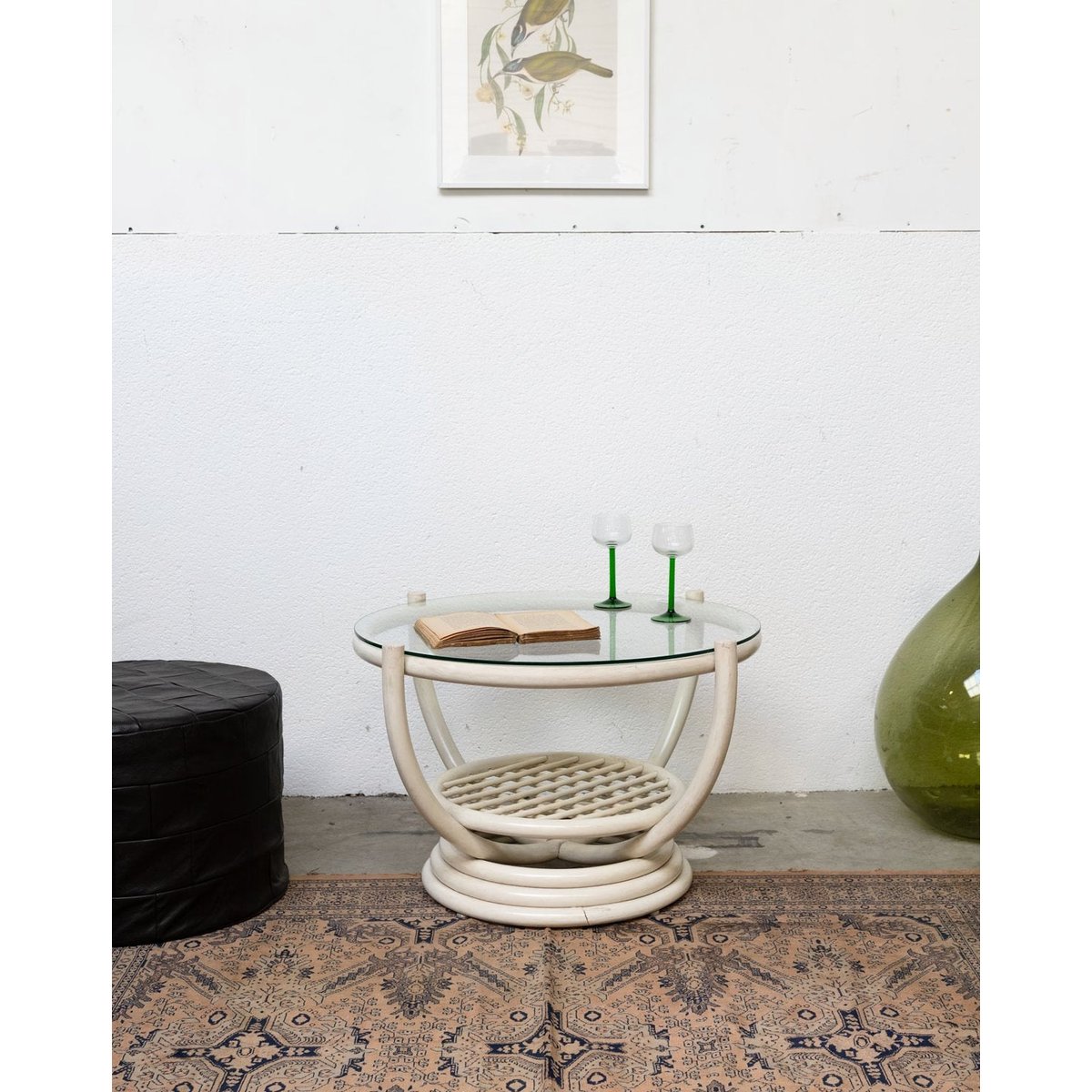 Table basse en rotin Léonie N°942 - Bon état blanc, DEBONGOUT