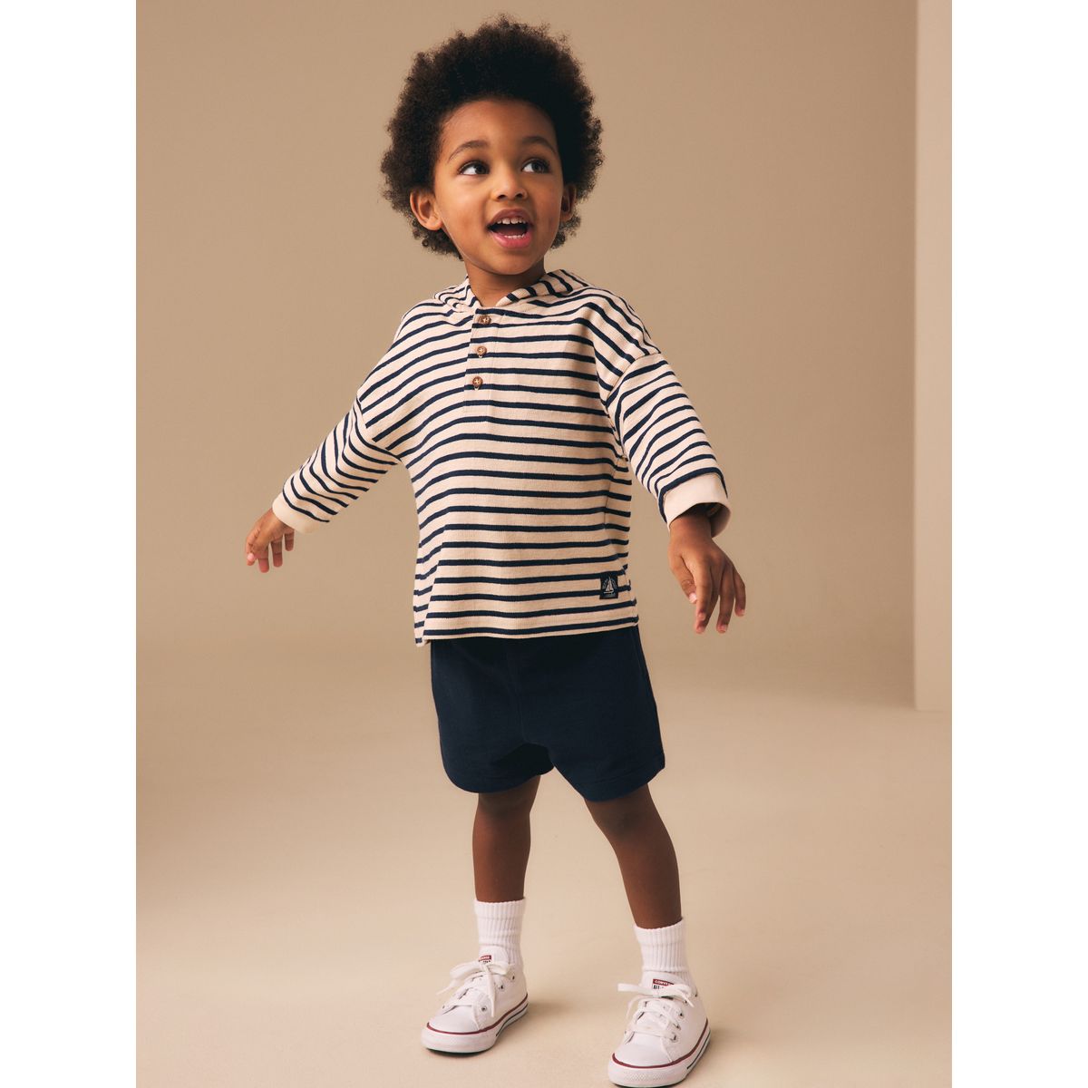 Ensemble short et sweat texturé rayures blanches écru, NEXT