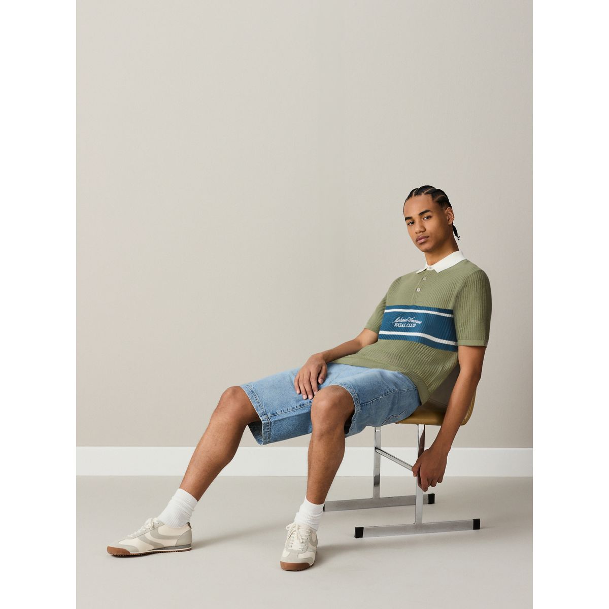 Polo rugby manches courtes avec broderie vert sauge, NEXT