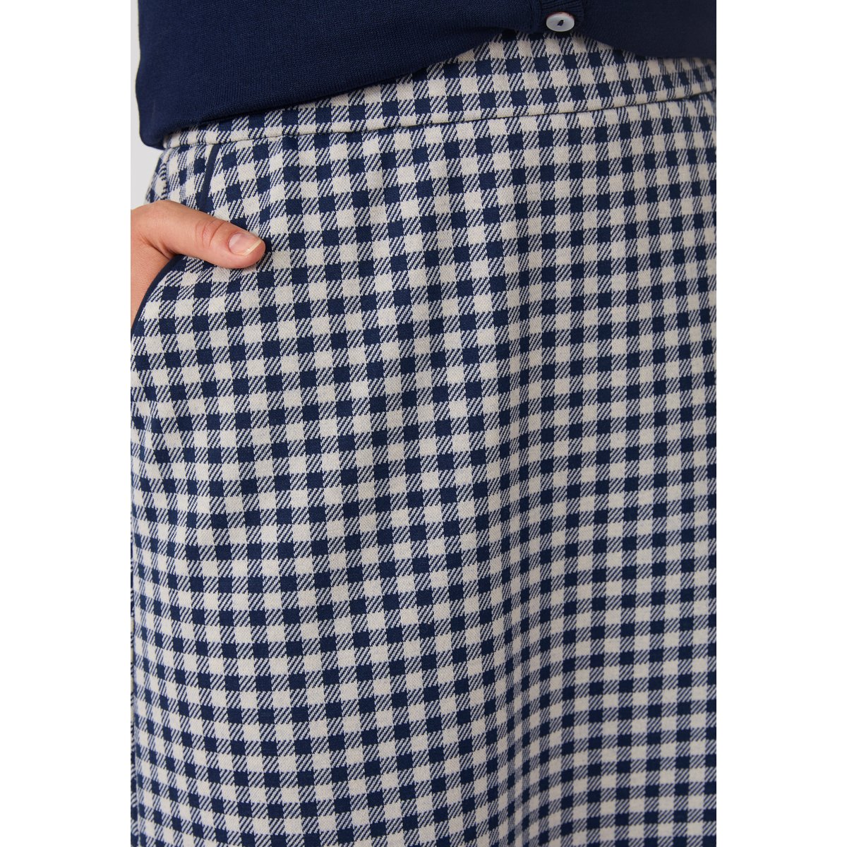 Jupe maille milano jacquard bleu marine carreaux, DAMART
