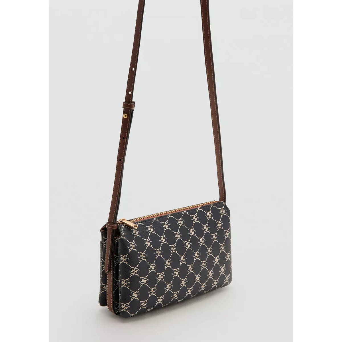 Sac bandoulière à imprimé logo bleu marine, MANGO