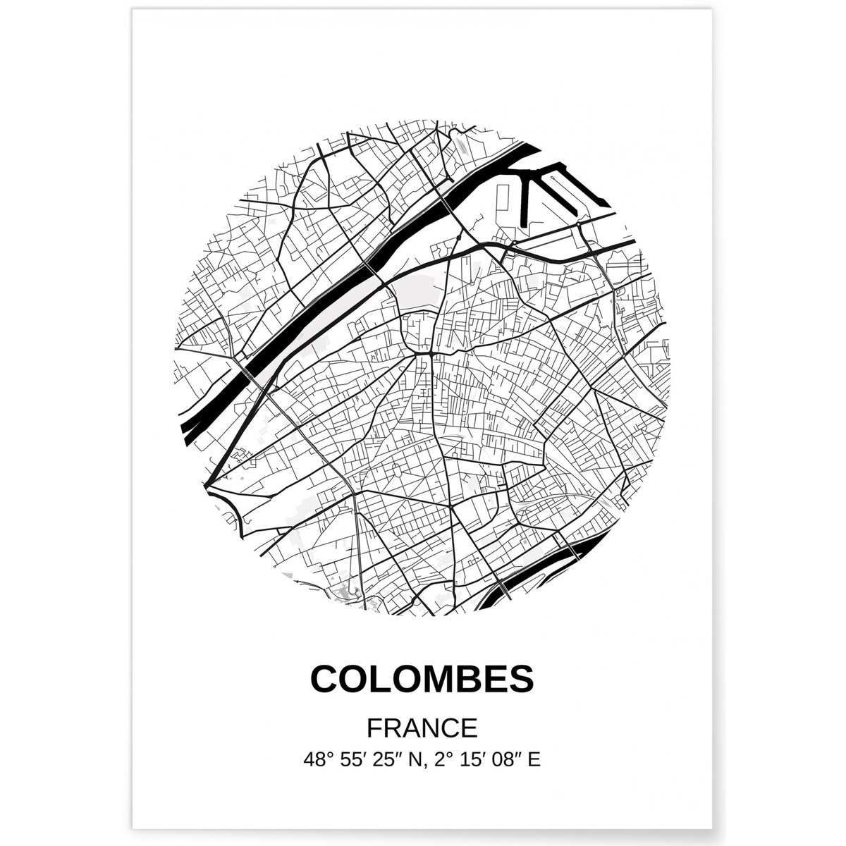 Affiche Carte Colombes blanc, L'AFFICHERIE
