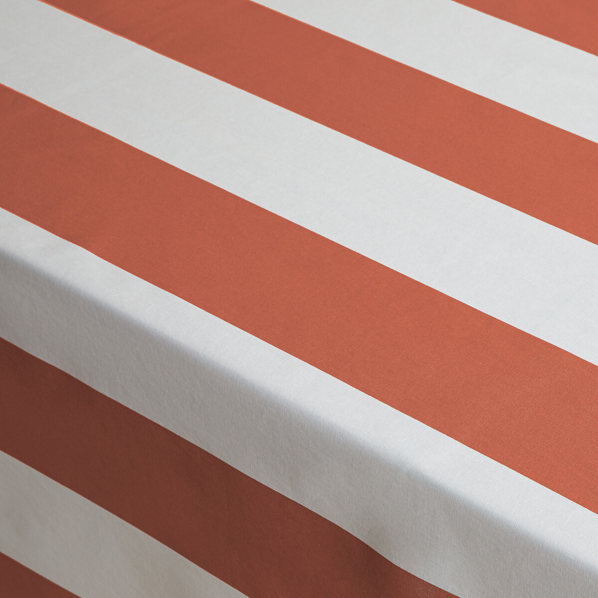 Hendaye Striped Coated Cotton Tablecloth terracotta/white, LA REDOUTE INTERIEURS