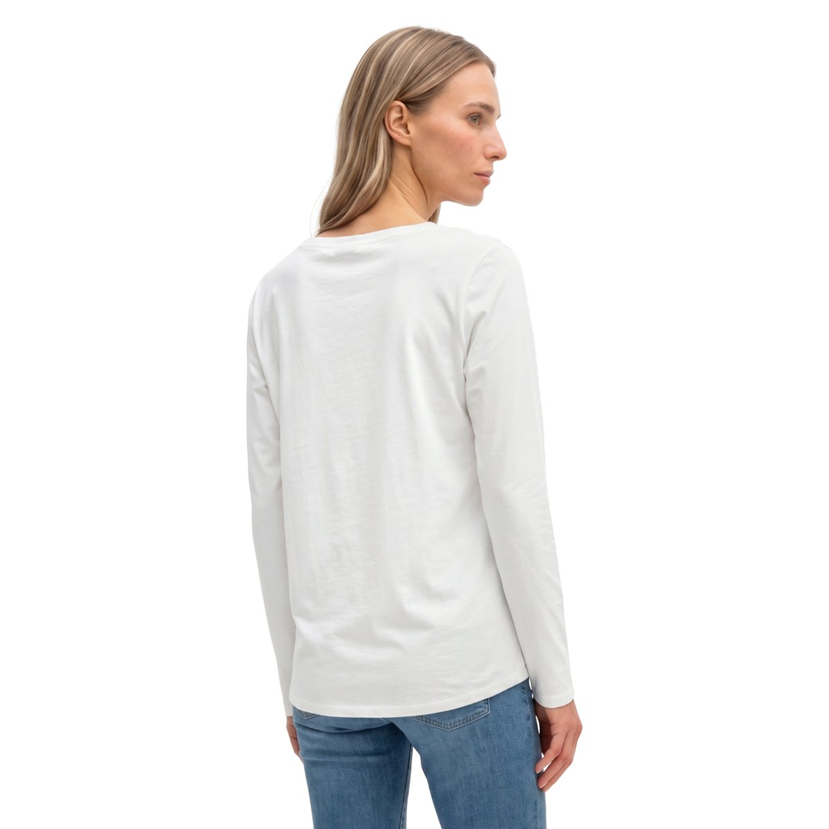 T-shirt long régulier en coton biologique blanc, MARC O'POLO
