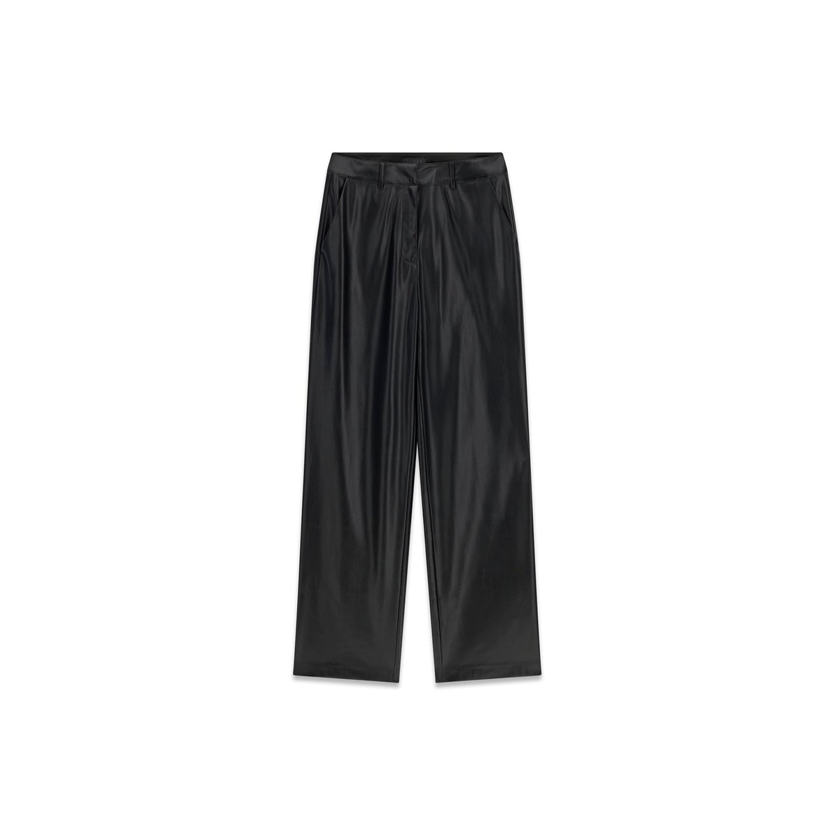 Pantalon En Simili Cuir Wide-Leg noir, GUESS