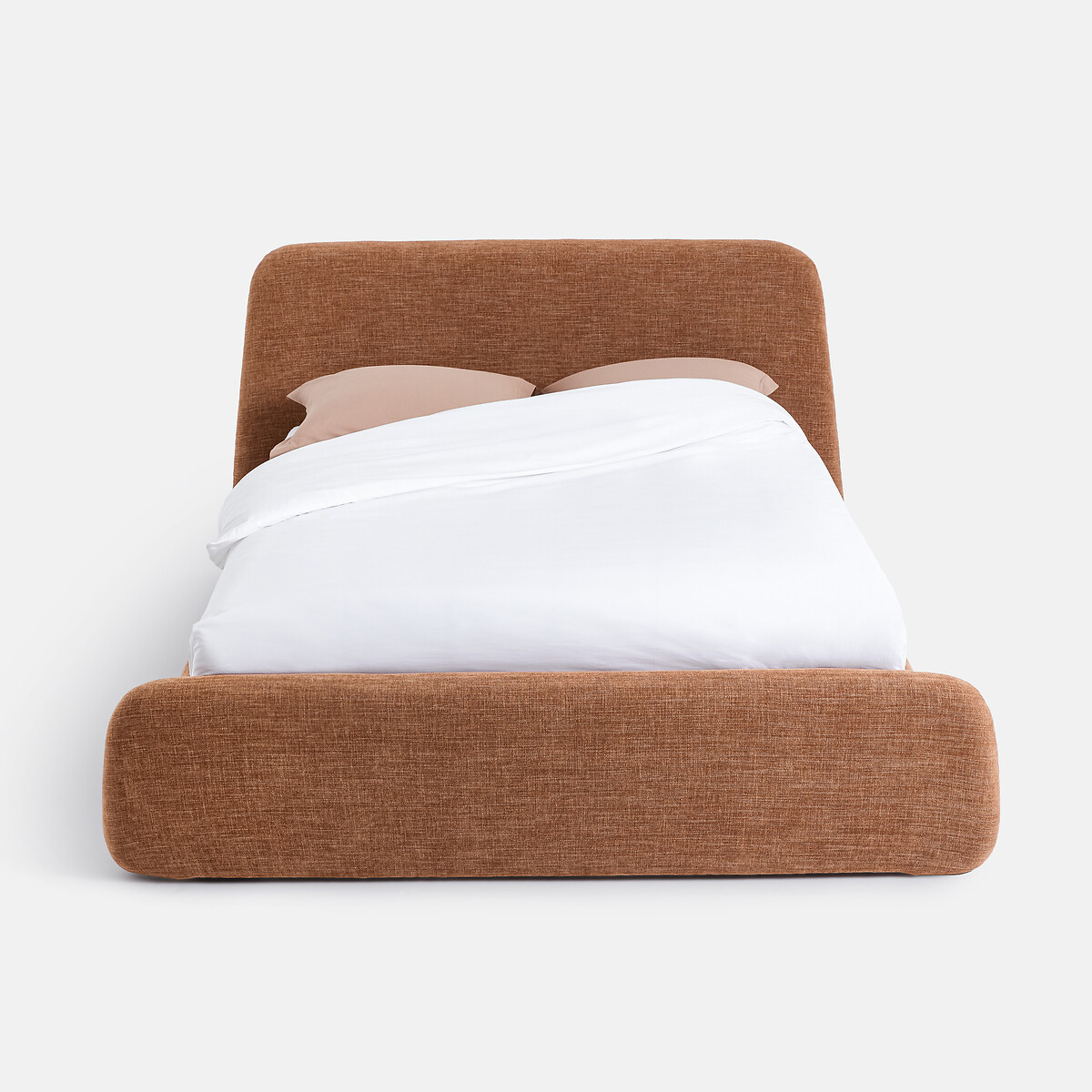 Opbergbed met opklapbare lattenbodem, chenille-stof, STEEN karamel, LA REDOUTE INTERIEURS