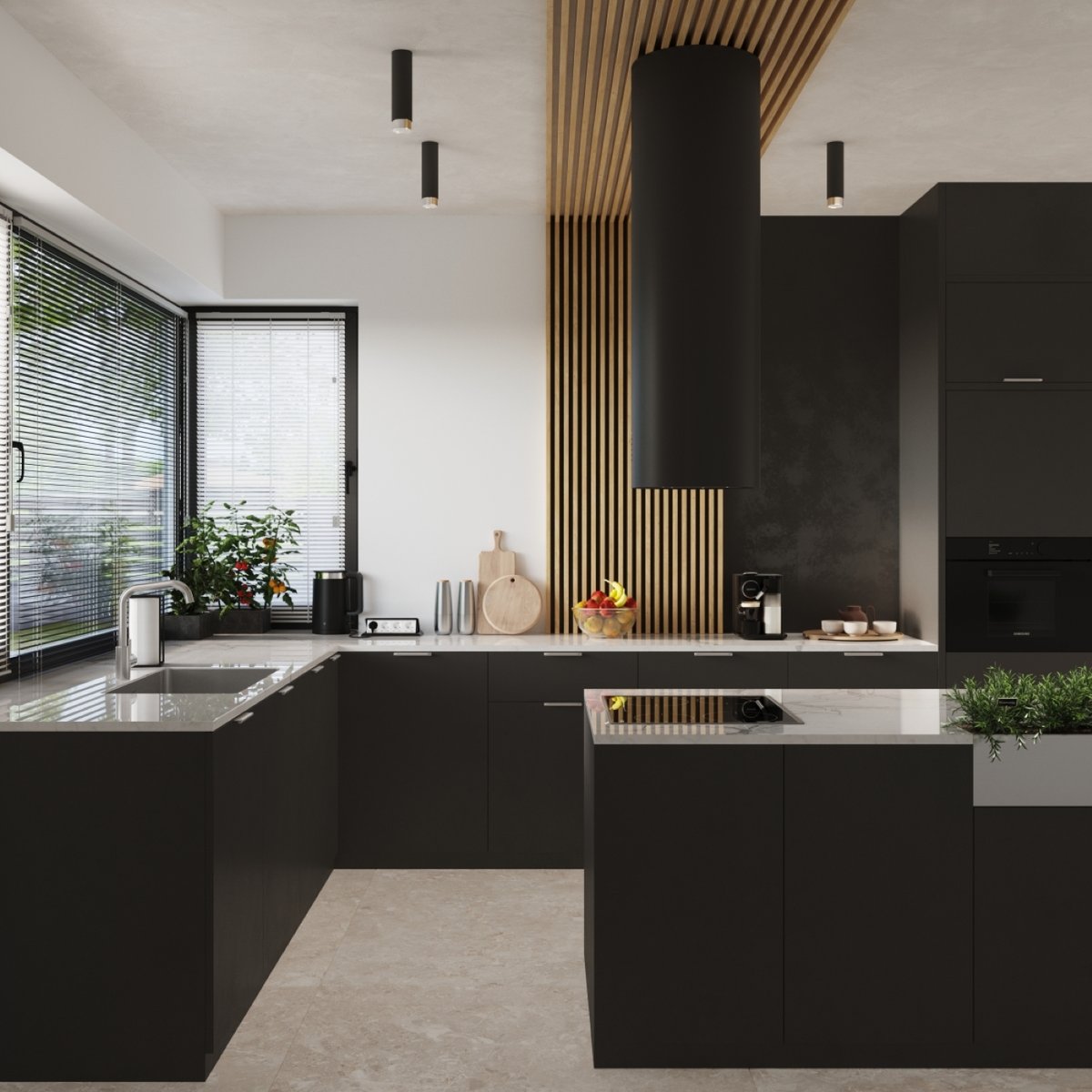 Plafonnier Acier Noir/Chromé GU10 1 Nero 12.5 noir, EDEN