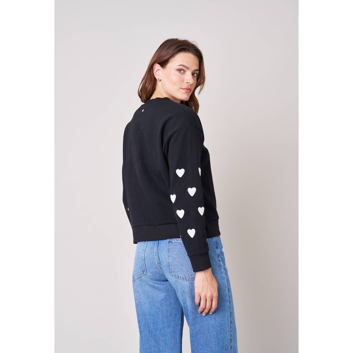 Sweat femme en coton mélangé SARINA black, DEELUXE