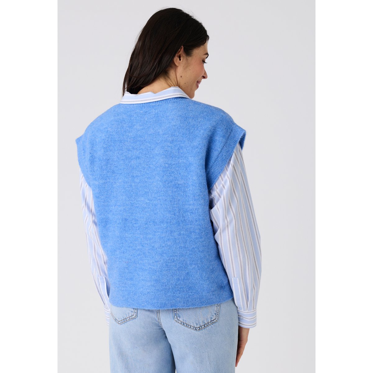 Pull sans manches toucher doux bleu, DAMART