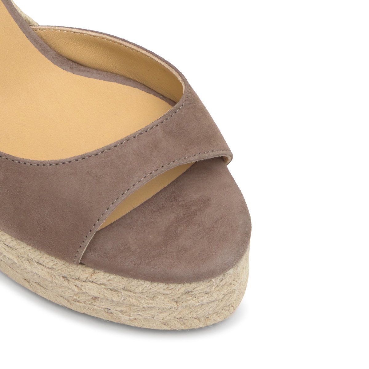 Sandales compensées en cuir et jute tressée à bride cheville BROOK EXTRA PLATFORM taupe, CASTANER
