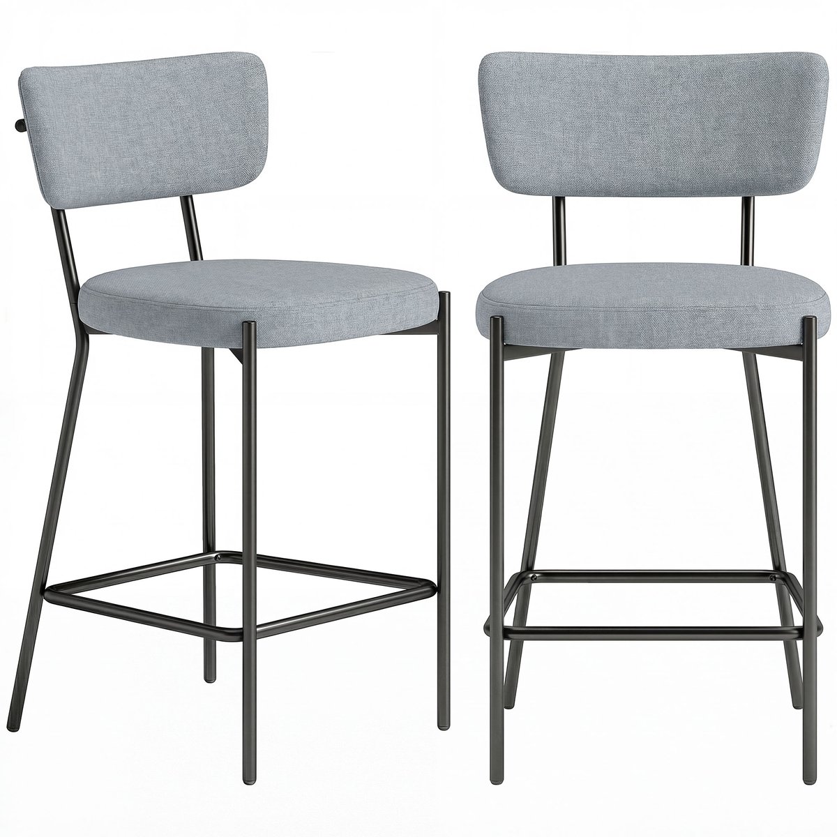 Tabouret de bar Tissu effet lin (100 % gris clair, HOMCOM