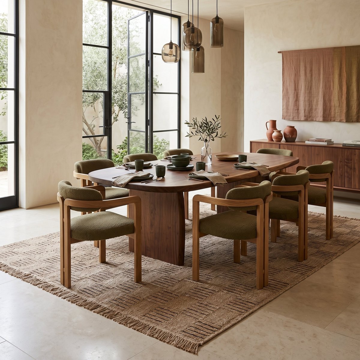 Tapis extérieur intérieur damier aspect jute JUTA DAMIER beige, THE DECO FACTORY