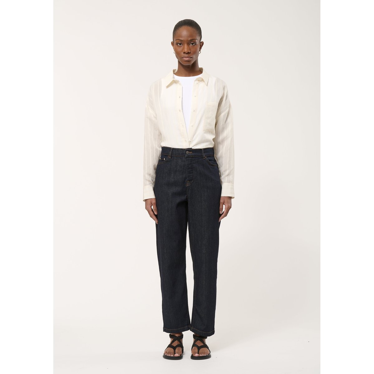 Jean mom taille haute en coton biologique brut, HUMILITY