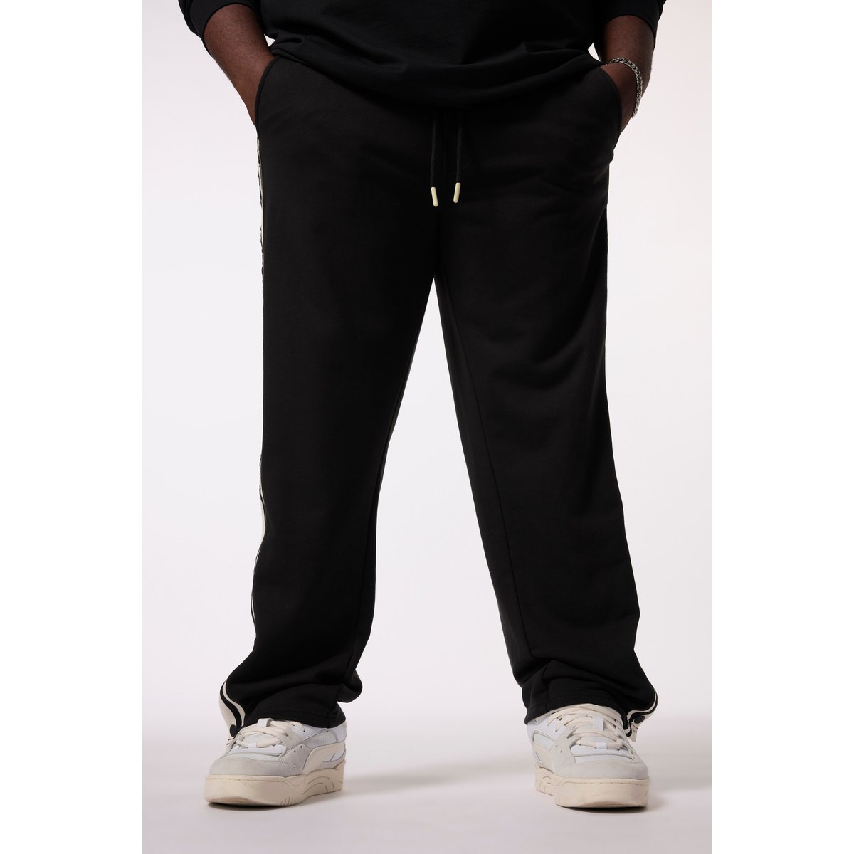 Pantalon en molleton, taille élastique noir, STHUGE