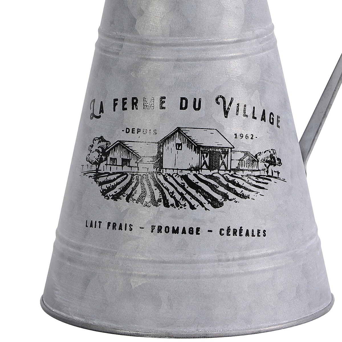 Cruche à lait métal effet zinc esprit cottage décoratif gris, WADIGA