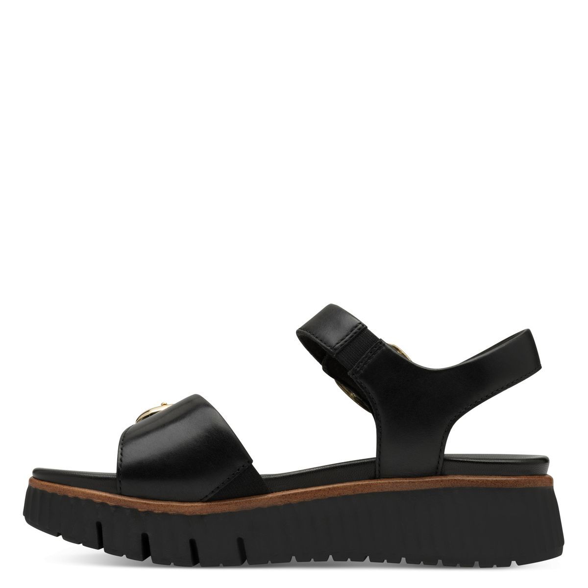 Sandale en cuir noir, TAMARIS