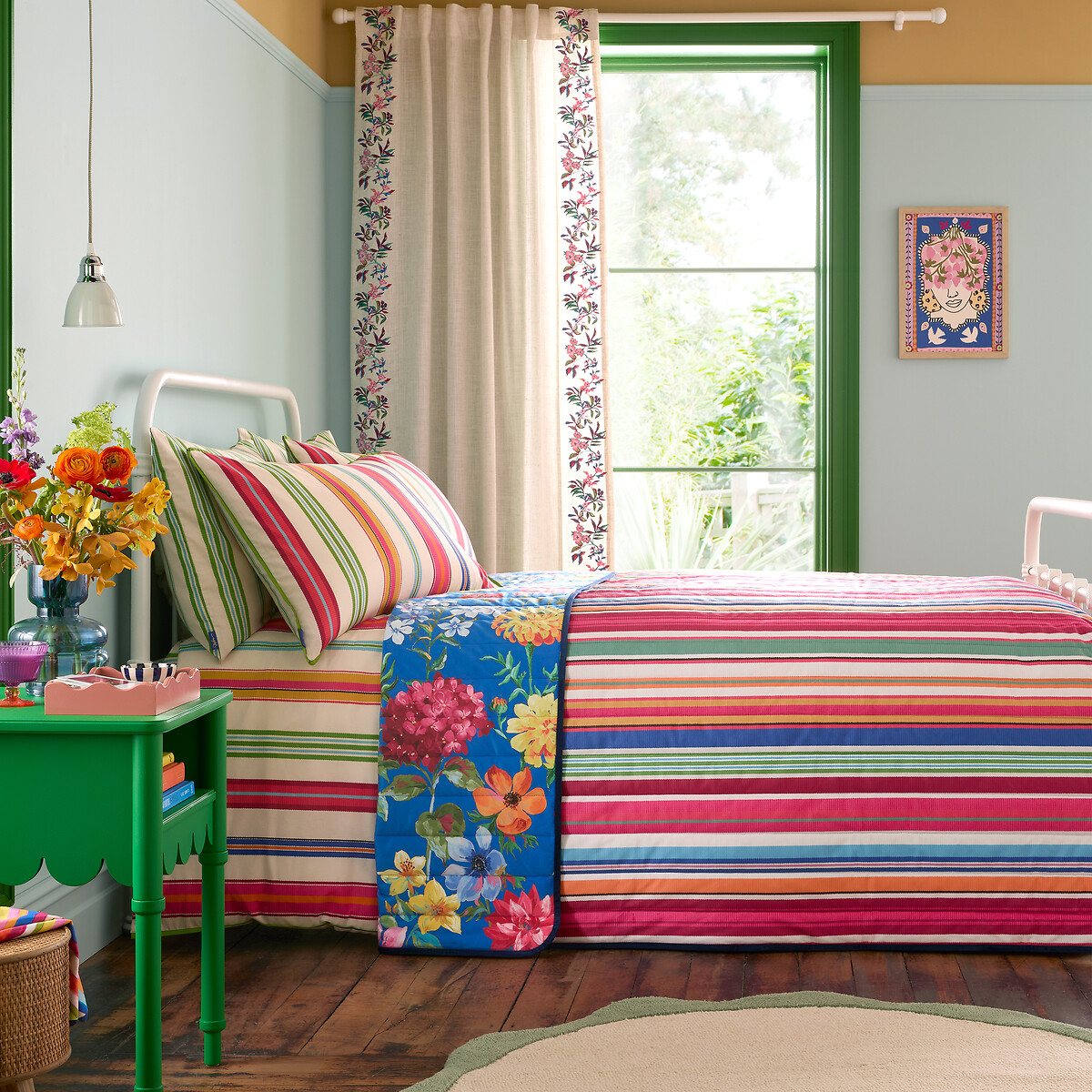 Darling Floral Reversible Stripe Bedspread multi-coloured, SOPHIE ROBINSON