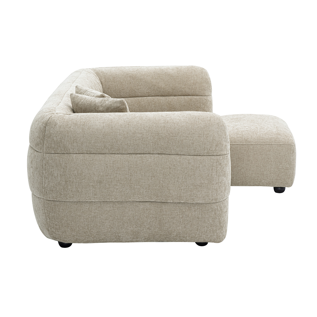 Canapé 3 places et repose pieds en tissu effet velours texturé beige JOYA beige, MILIBOO