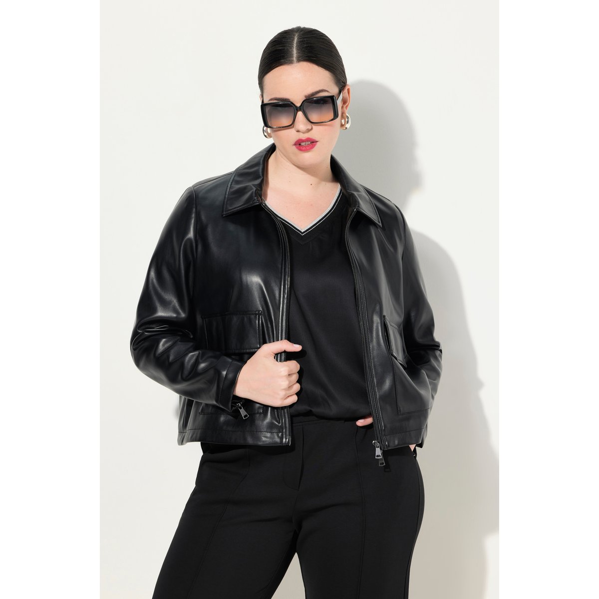 Veste oversize en simili-cuir noir, ULLA POPKEN