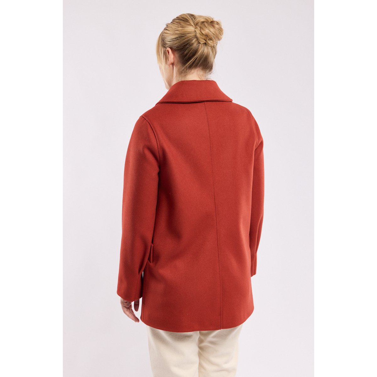 Caban boutonné en drap de laine terre cuite, ARMOR-LUX