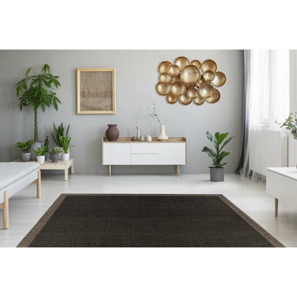 Tapis rectangulaire en polypropylène Splash gris anthracite, ARTE ESPINA