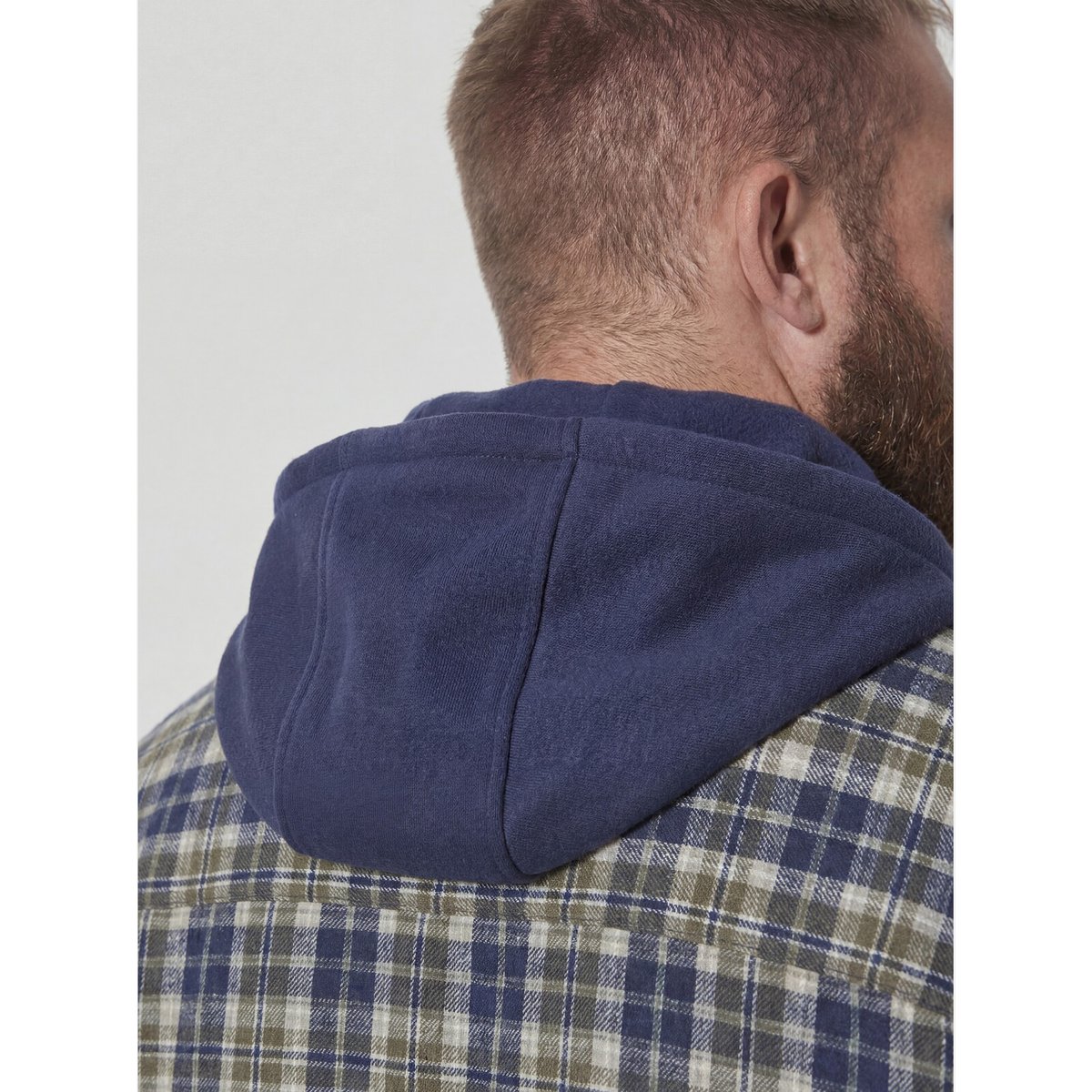 Veste en molleton DAGBERT bleu foncé à carreaux, JAN VANDERSTORM