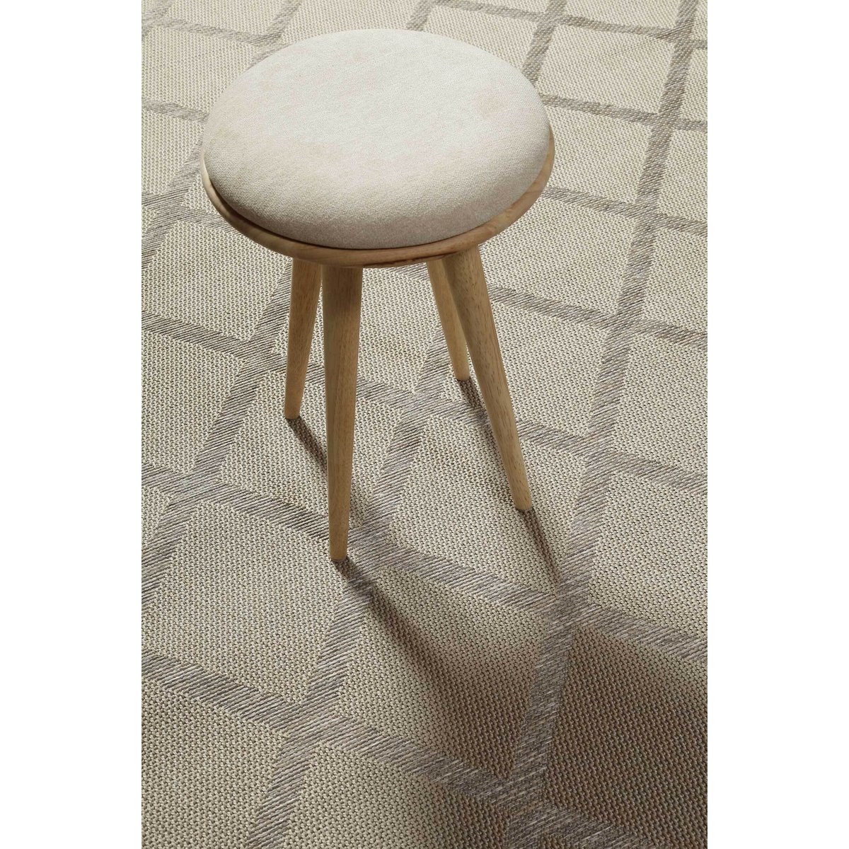 Tapis intérieur extérieur motif losanges , BERGAMO beige gris, HOMIE LIVING