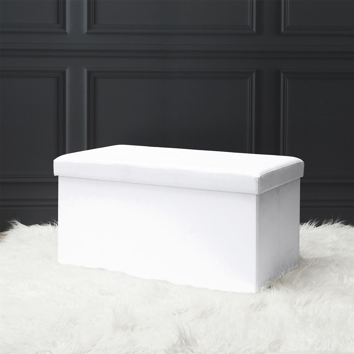Banc coffre de rangement en polyuréthane Zoé Blanc blanc, EDEN