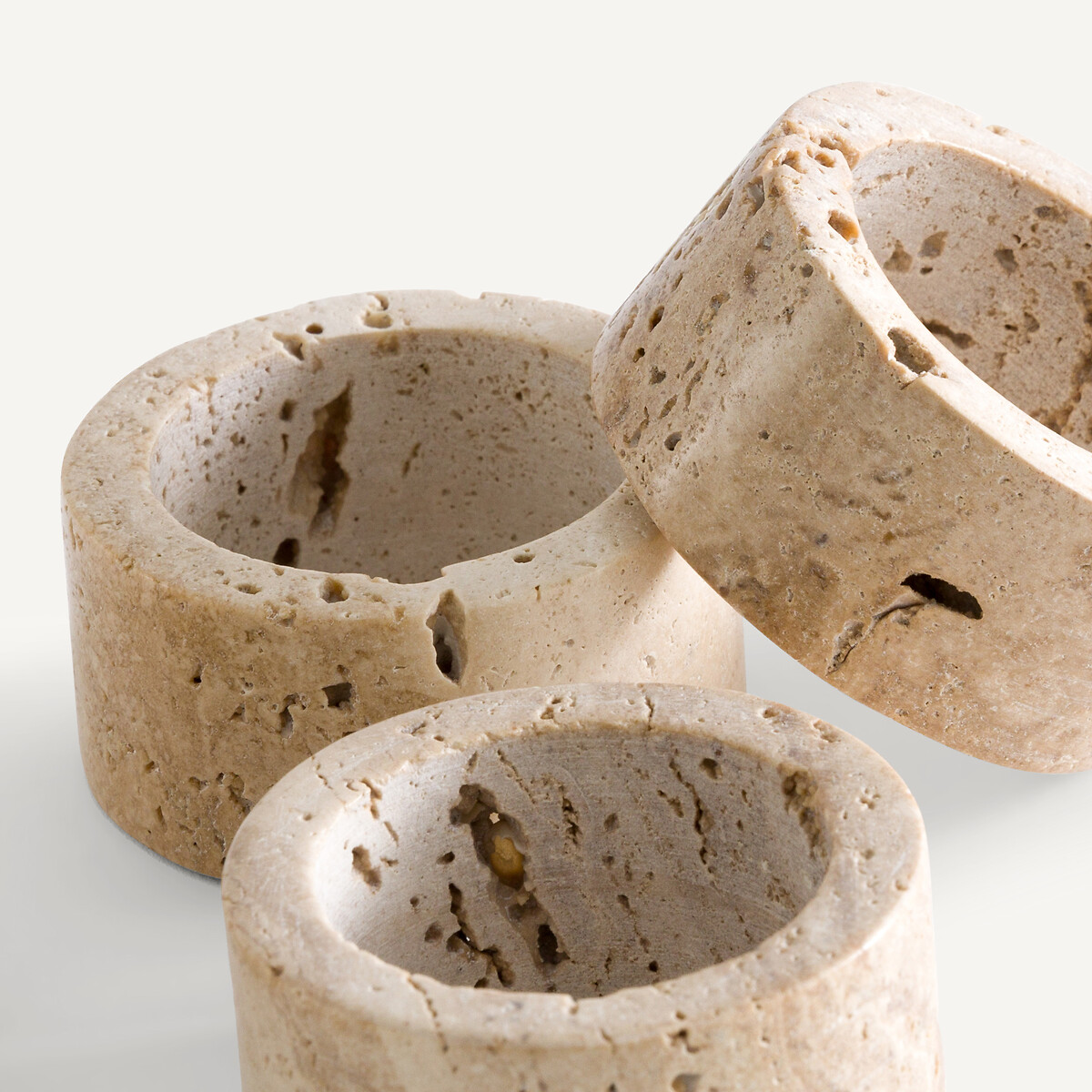 Lot de 4 ronds de serviette en travertin, Trevi beige, AM.PM