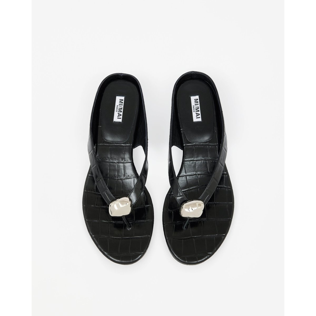 Mules à ornement bijou argenté CRISTO noir, MI MAI