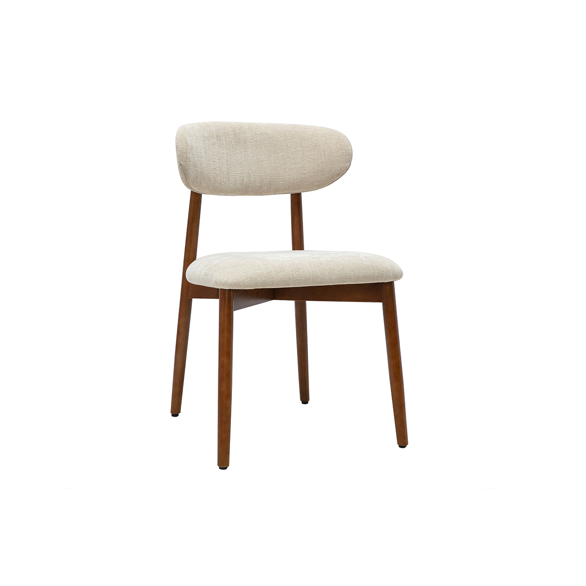 Chaises en tissu effet velours texturé beige et bois foncé noyer (lot de 2) SIAME beige, MILIBOO