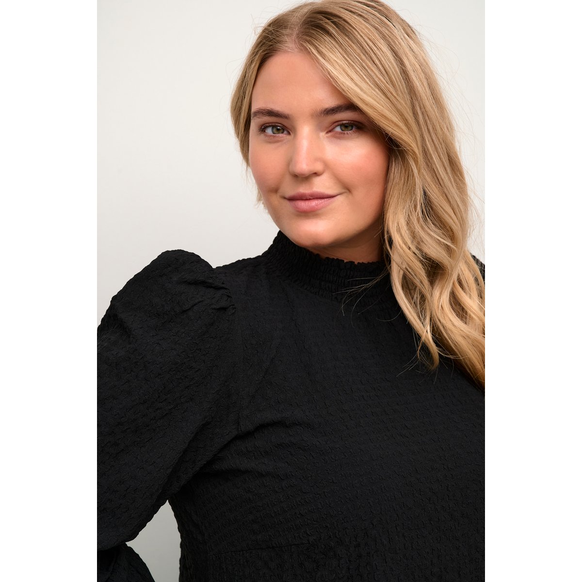 Blouse with long sleeve noir black, KAFFE CURVE