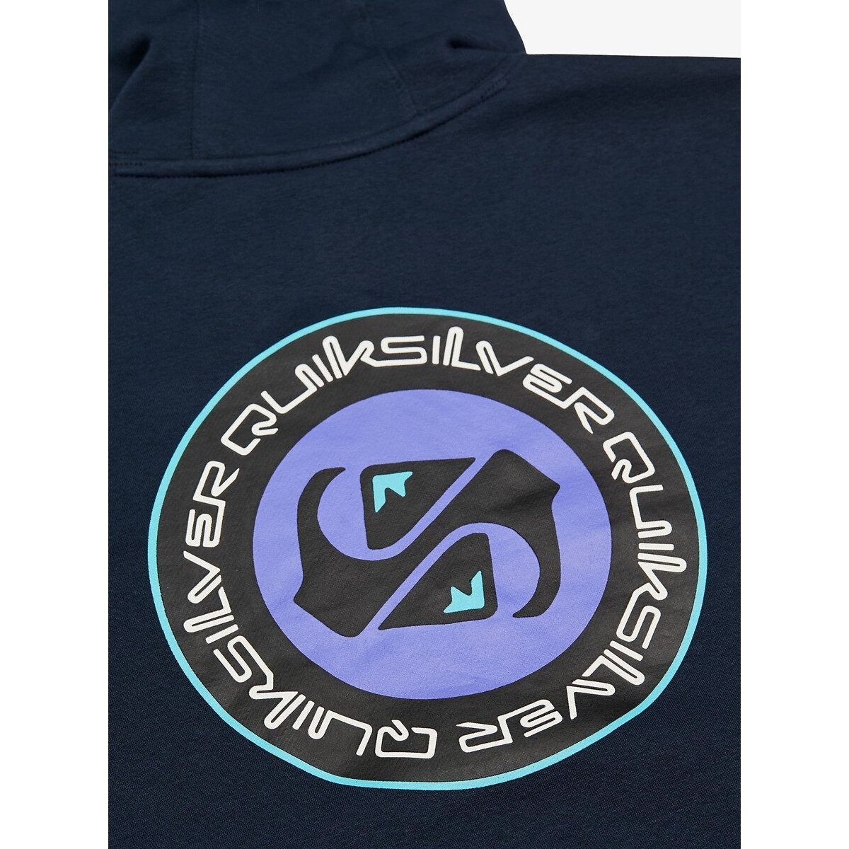 Hoodie, made from fleece, with a print on the back navy blue, QUIKSILVER